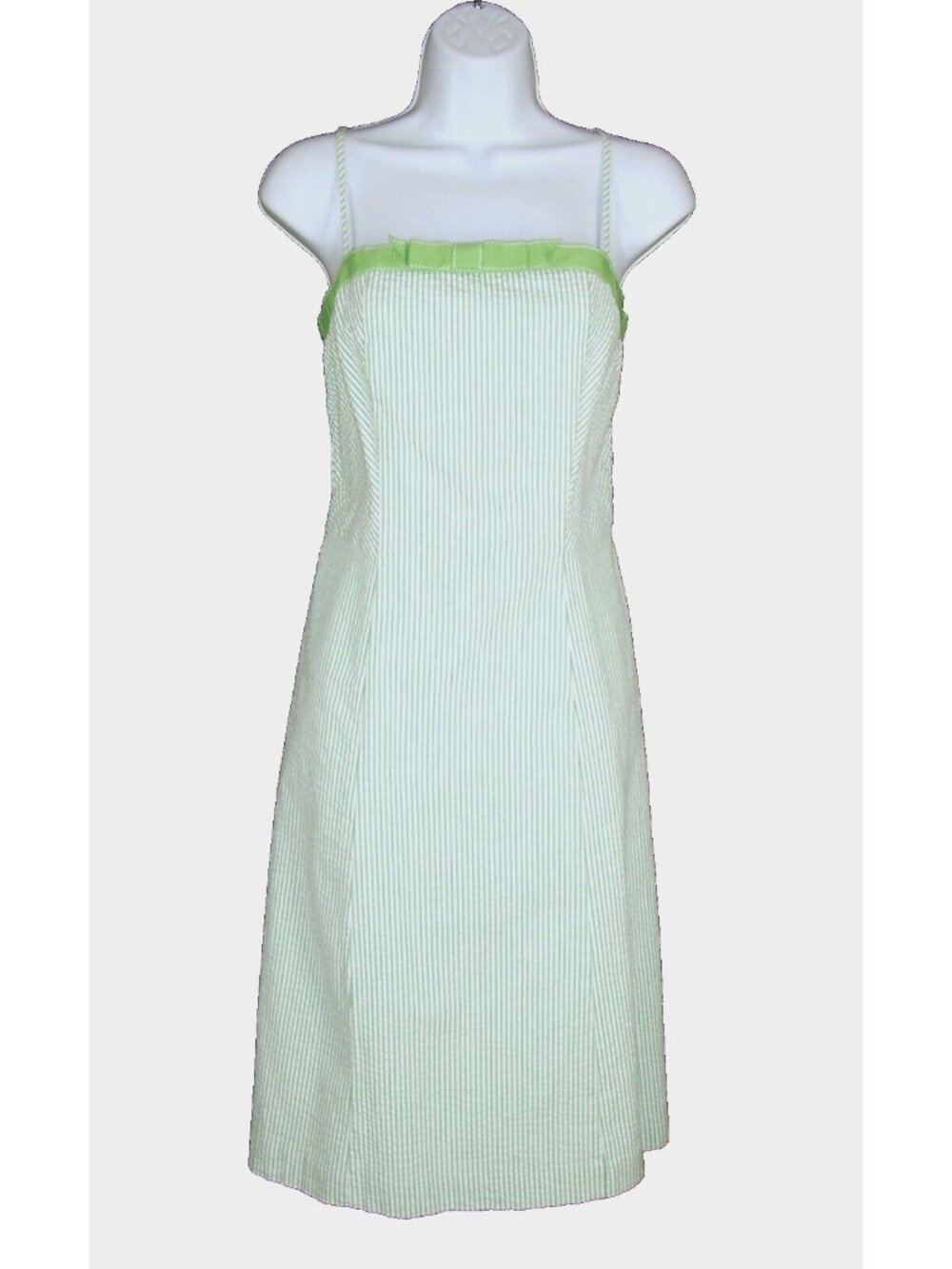 Isaac Mizrahi for Target Green White Striped Seersucker Sun Dress 8  Strappy